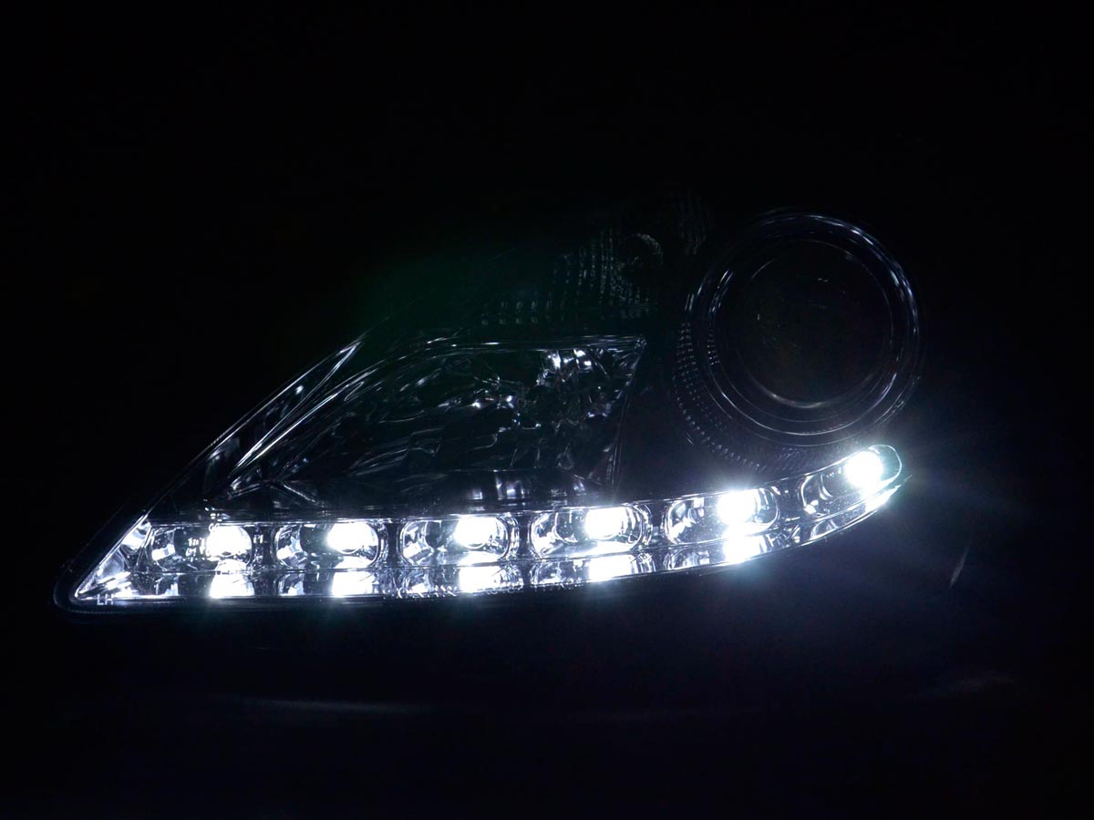Scheinwerfer Set Daylight LED Tagfahrlicht Mercedes SLK R171 chrom Scheinwerfer Set Daylight LED Tagfahrlicht Mercedes SLK R171 chrom